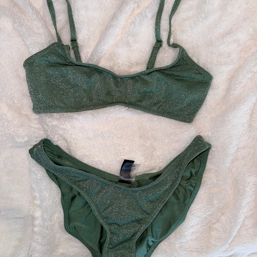 Triangl Swimwear Green Bikini, Small Top and Bottom, Cheeky Bottom